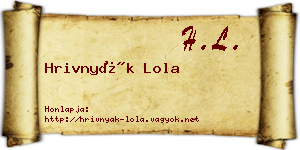 Hrivnyák Lola névjegykártya